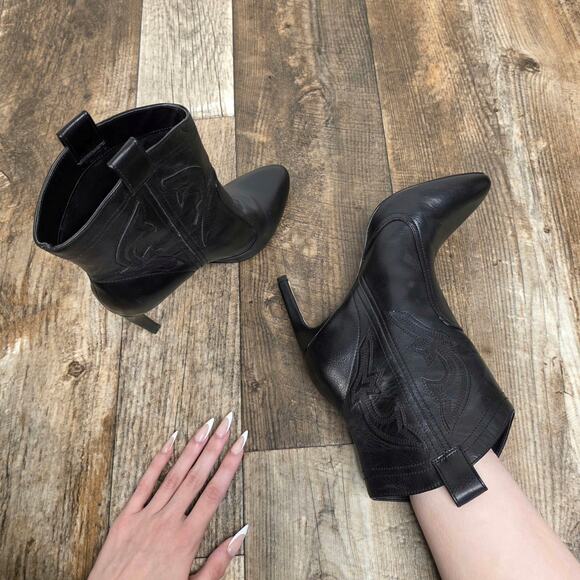 BCBGeneration Shoes - BCBGeneration Sara Black Weste Boots Stiletto Pointed Toe Cowgirl Heel Size 7